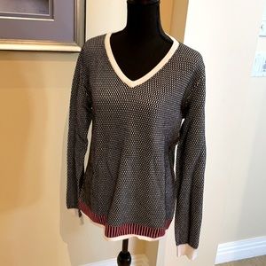 V-neck warm cotton sweater long sleeve